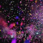 Confetti being released at a festival