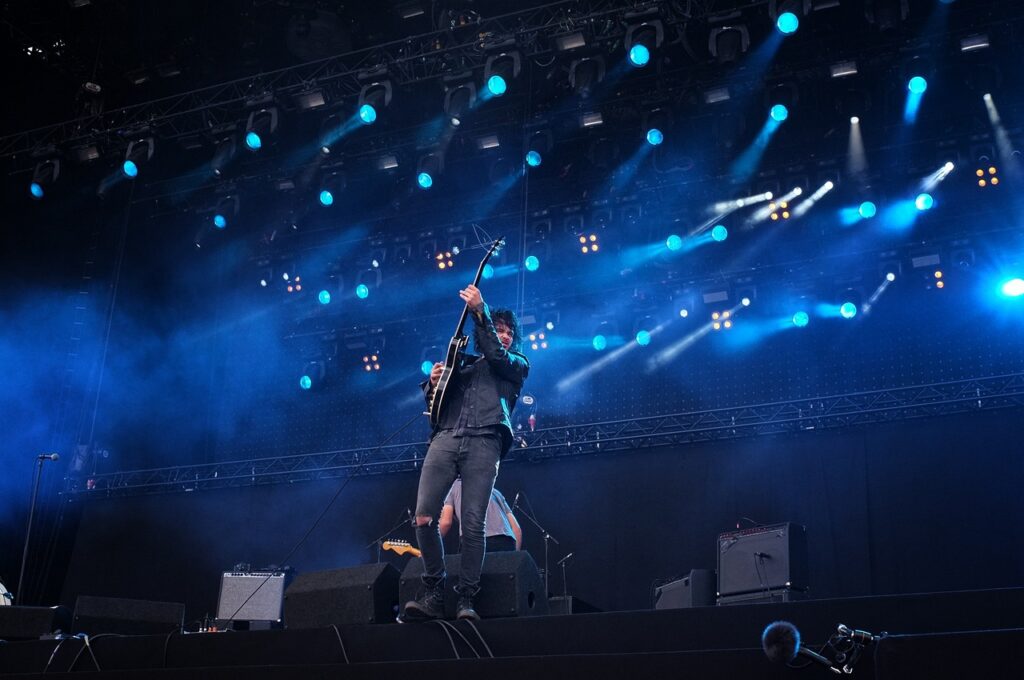 A picture of a guitarist on stage at Rock Werchter