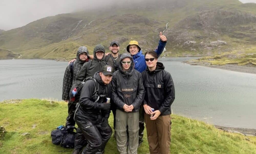 The author with his friends along the path that goes up Snowdon in Wales.