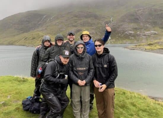 The author with his friends along the path that goes up Snowdon in Wales.