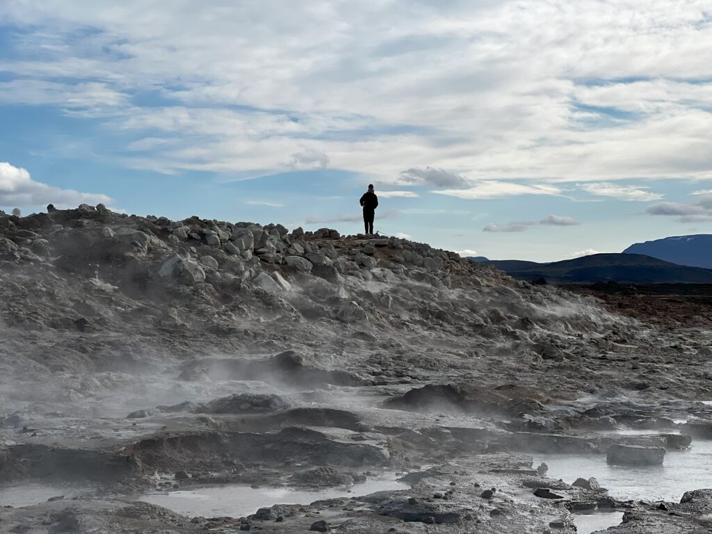 Odd an unusual terrains of Hverir can be seen with the Author's brother stood in the background.