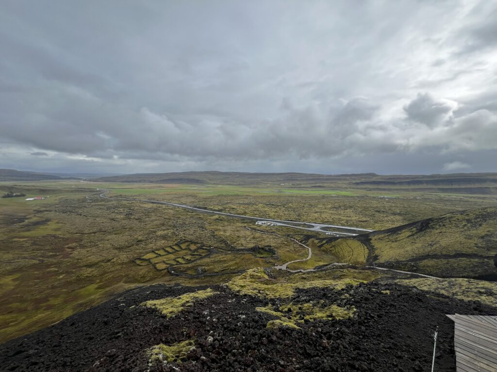 The view from the top of Grabok Crater.