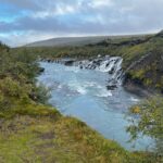 An angle of the Hraunfossar falls.