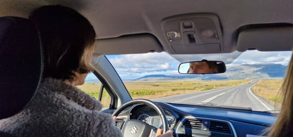 The author driving in Iceland